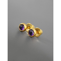 Pakamera Kolczyki z ametystem, srebro pozłacane