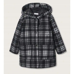 Mango płaszcz w kratę z kapturem z lekkim