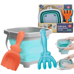 WOOPIE Zestaw Wiaderko Składane z Grabkami Łopatką Niebieskie