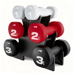 Zestaw hantli fitness okrągłych ze stojakiem 12 kg