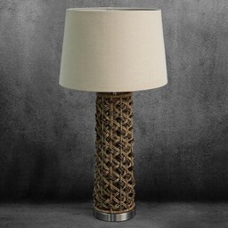 Lampa stołowa AMY na ażurowej podstawie wyplatanej