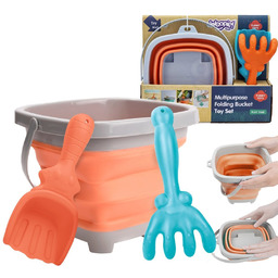 WOOPIE Zestaw Wiaderko Składane z Grabkami Łopatką Pomarańczowe