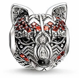 Rodowany srebrny charms do pandora głowa lisa lisek