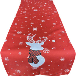 Bieżnik bożonarodzeniowy prostokątny z reniferem i płatkami śniegu