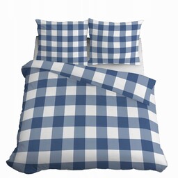 Pościel bawełniana 220x200 krata niebieska biała 3840 B