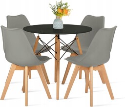 Stół 80cm Black+ 4 krzesła Skandynawskie