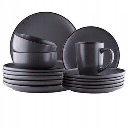 Zestaw Talerzy Ciemny Szary 24 el. 6 Osób
