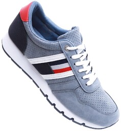 Sznurowane szare męskie buty sportowe