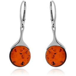 Srebrne kolczyki z bursztynem bigiel pr. 925