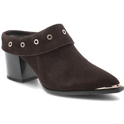 S.Barski Klapki damskie, z zamszowej skóry naturalnej