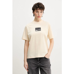 Karl Lagerfeld Damski t-shirt bawełniany Jeans beżowy