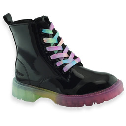 Lakierowane ocieplane trapery dziewczęce Wojtyłko 25064 Czarne 34