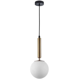 Lampa wisząca mosiężna ze szklaną kulą PND-2324-1 GD+OPA
