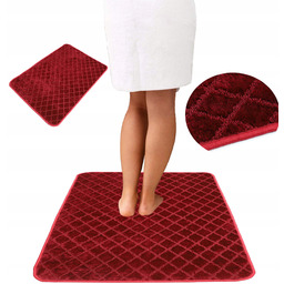 Miękki Dywanik Do Łazienki Antypoślizgowy Modny Bordowy 80X120