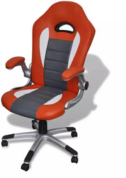 Elior Pomarańczowo-szary fotel obrotowy ergonomiczny - Vertos
