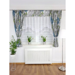 Firanka Gotowa Z Zasłonkami I Panelem Na Taśmie