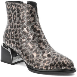 S.Barski Złote Botki Stylowe Obuwie Damskie Panterka