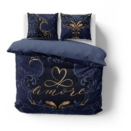 Pościel bawełniana 160x200 amore ornamenty granatowa Holland
