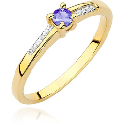 Złoty pierścionek Tanzanit 0,15ct żółte złoto pr. 585