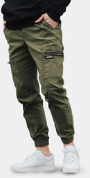 Spodnie Materiałowe Jogger Bojówki Męskie Oliwkowe Jigga Wear