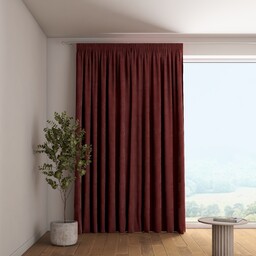 Zasłona na taśmie marszczącej 1 szt., bordowy, Velvet