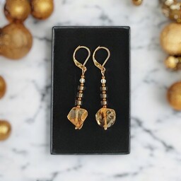 Pakamera Kolczyki DOBROBYT - cytryn, kwarc dymny, kryształ
