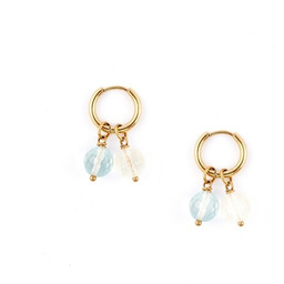 Pakamera Kolczyki z Akwamarynem i Kryształem Górskim Pozłacana