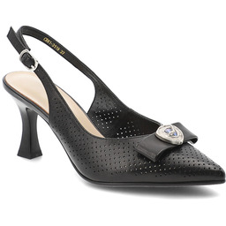 S.Barski Czółenka damskie, skóra naturalna ażurowa cholewka fason