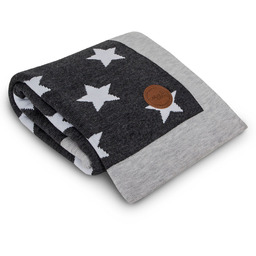 Niemowlęcy kocyk 90x90 Grey Stars ciemnoszary Ceba Baby,