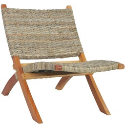 Krzesło, naturalny rattan kubu i lite drewno mahoniowe