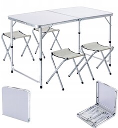 ZESTAW TURYSTYCZNY STÓŁ SKŁADANY 120cm + 4 KRZESŁA