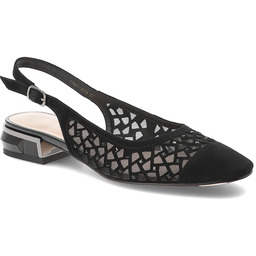 S.Barski Czółenka damskie, skóra naturalna ażurowa cholewka fason