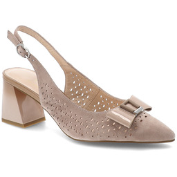 S.Barski Sandały damskie, slingback ze skóry naturalnej