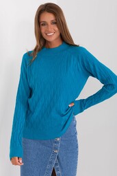 Turkusowy damski sweter klasyczny we wzory