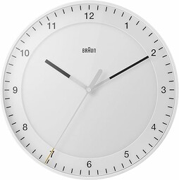 Braun Kwarcowy zegar ścienny w kolorze białym