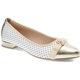 Damiss Białe Baleriny Wygodne Skórzane Obuwie