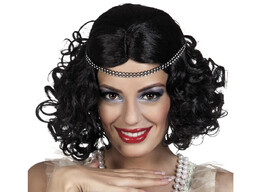 Peruka Retro czarna z opaską - 1 szt.