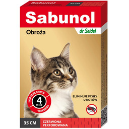 Sabunol obroża czerwona dla kota 35 cm