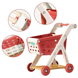 DLA DZIECI CZERWONY WÓZEK NA ZAKUPY Z KOSZYKIEM