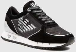 EA7 Czarne sneakersy damskie ze srebrnym logo, Rozmiar