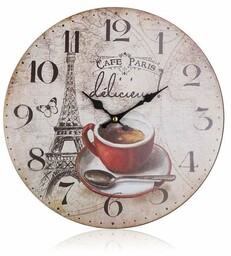 Zegar ścienny Cafe Paris, śr. 34 cm