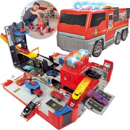 Dickie Toys, Zestaw Wóz strażacki rozkładany Transporter