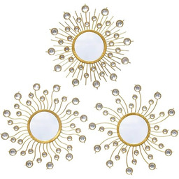 Wotieuns Lustrzana dekoracja ścienna, zestaw 3 sztuk Sunburst,