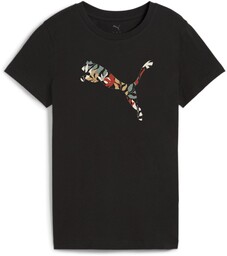 Grafika Kwiatowy Kot Logo Koszulka PUMA Czarna