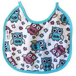 AKUKU Śliniak wiązany mały Sowy - Niebieski A1640