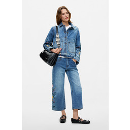 Desigual Spodnie jeansowe culotte w kwiaty