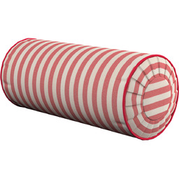 Poduszka wałek z zakładkami, czerwono-białe pasy (1,5cm), Ø20