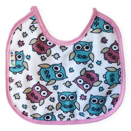 AKUKU Śliniak wiązany mały Sowy - Róż A1640