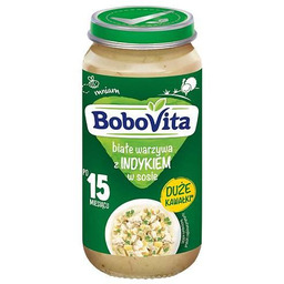 BoboVita Białe warzywa z indykiem w sosie 15m+,