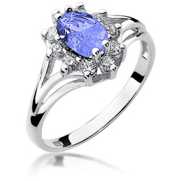 Złoty pierścionek Tanzanit 0,70ct białe złoto pr. 585